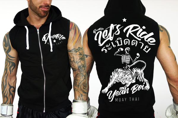 Mens sleeveless Muay Thai combat hoody | Let's Ride | DeathBlo