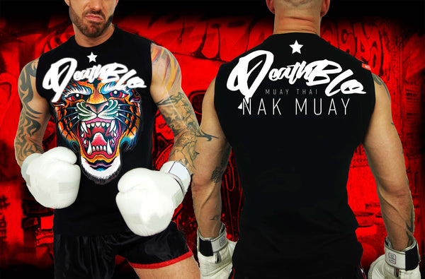 Muay Thai t shirts by Deathblo | Groovy colour tiger unisex vest