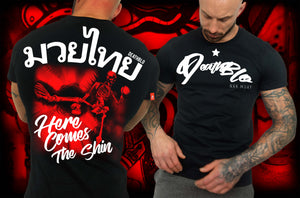 Muay Thai t shirts by Deathblo | Here Comes The Shin