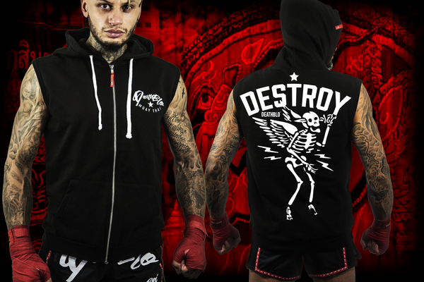 Mens sleeveless Muay Thai combat hoody | Destroy | DeathBlo