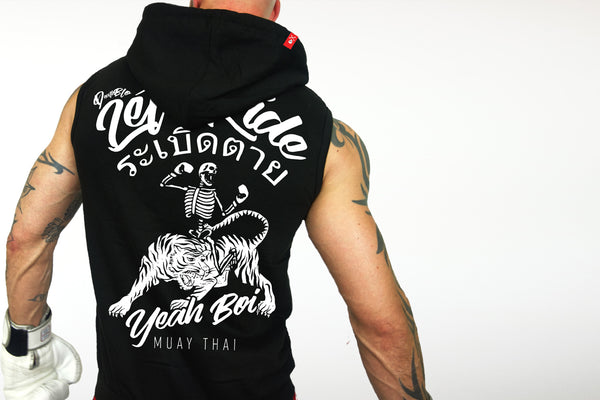 Mens sleeveless Muay Thai combat hoody | Let's Ride | DeathBlo